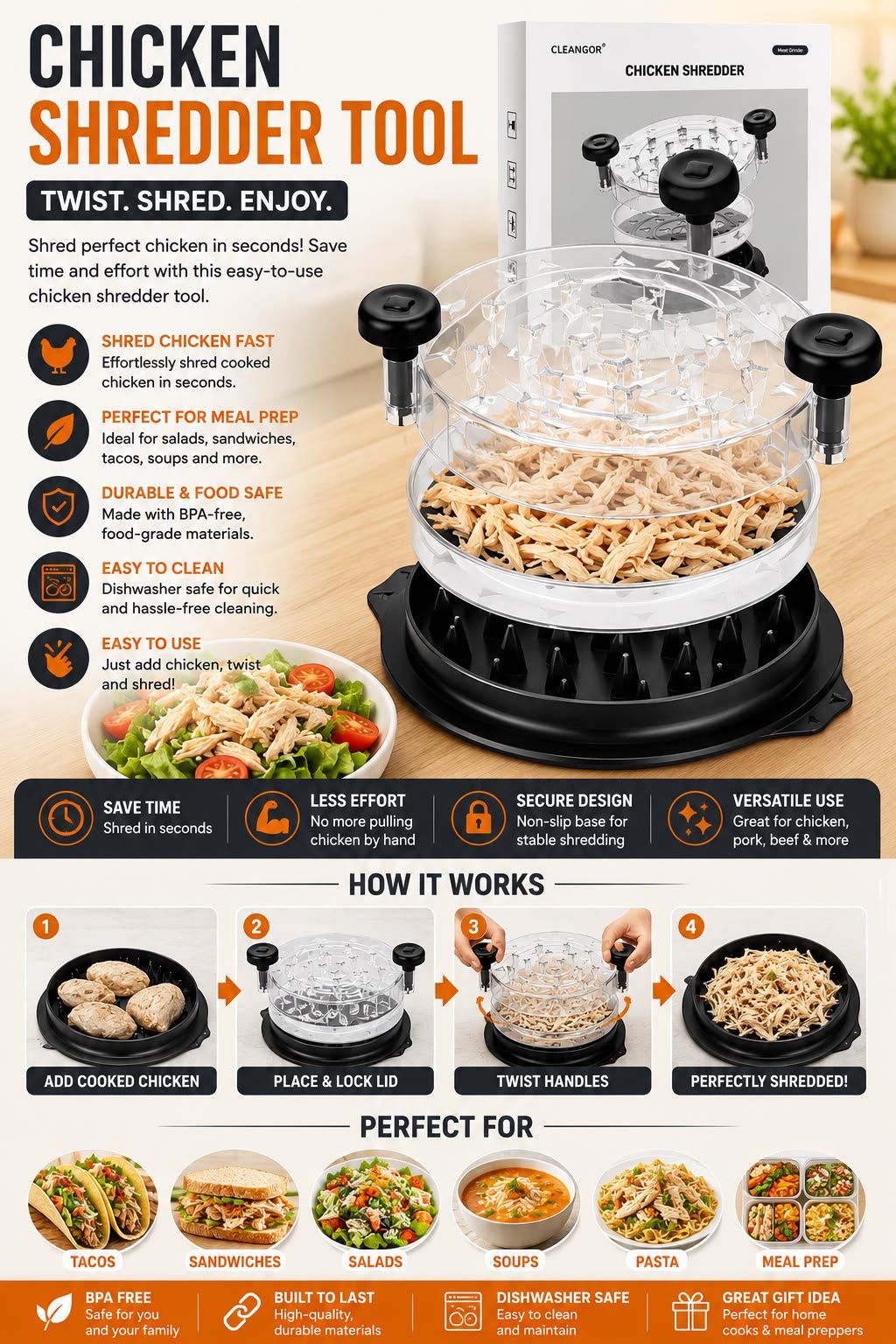 Quick-Twist Chicken Shredder